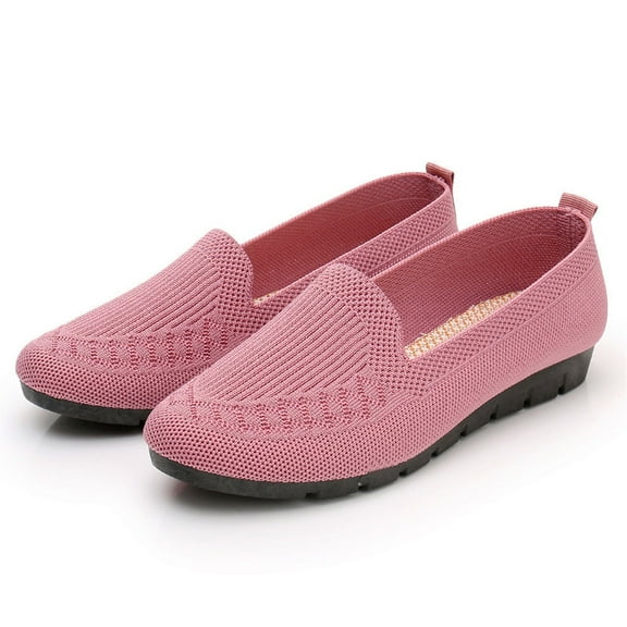 Women's Slip-On Sneaker Round Head Soft Sole Walking Shoes Breathable Flat Loafer