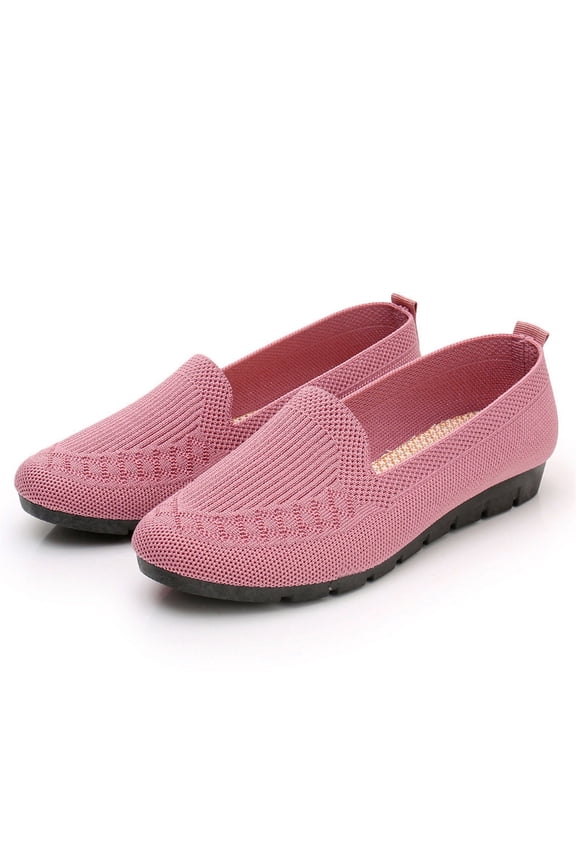 Women's Slip-On Sneaker Round Head Soft Sole Walking Shoes Breathable Flat Loafer