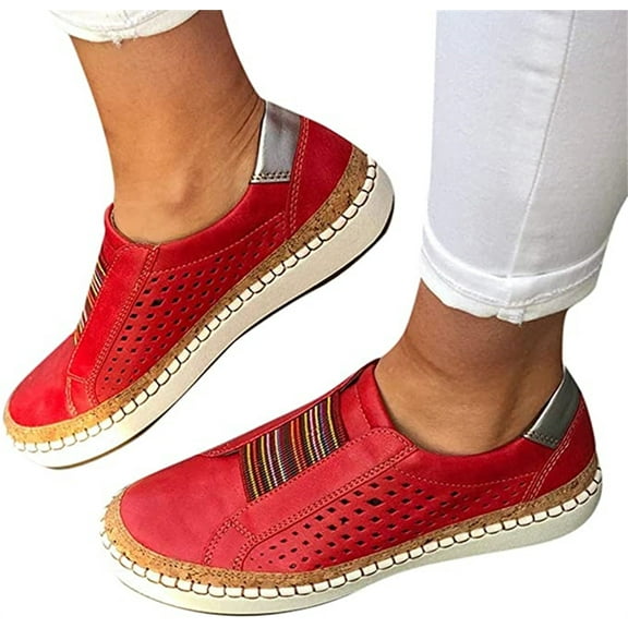 Women's Slip On Sneakers Casual Loafers Comfort Soft Walking Shoes Classic Fall Fashion Canvas Flat Shoes Clearance Sale
