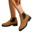 thumbnail image 1 of Women's Slip On Suede Ankle Chelsea Boots Western Fashion Almond Toe Mid Calf Lug Sole Platform Booties, 1 of 5