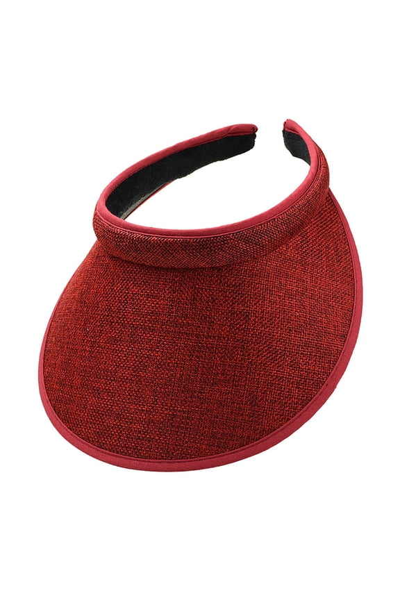 Women's Slip-On Sun Visor Hats Stylish Holiday Wide Brim Straw Visors Womens Sunscreen Visors Summer Beach Hat,Burgundy