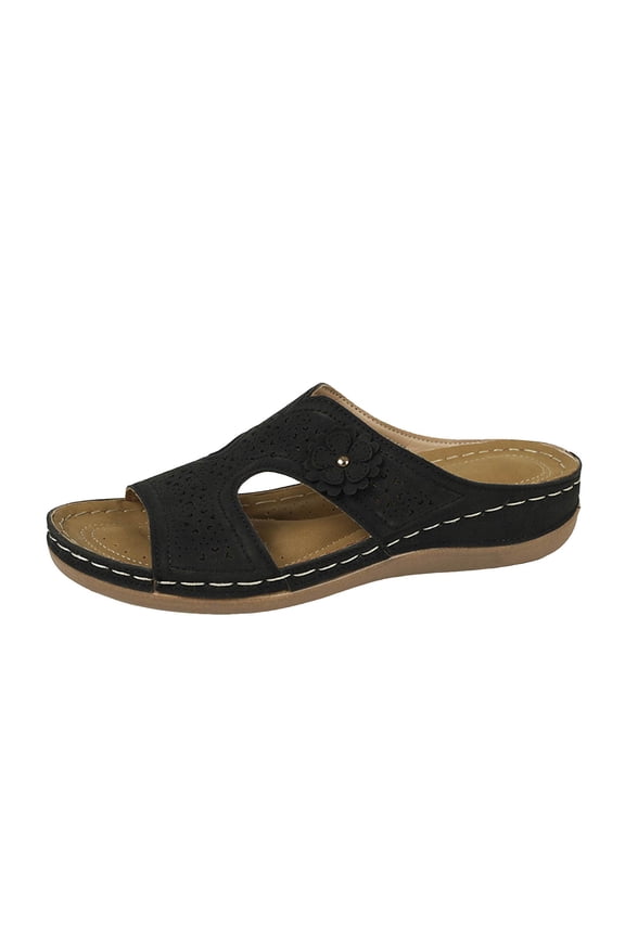Women's Slip-On Walking Sandals Wedge Heel Rubber Sole Summer Casual Shoes Breathable Comfort