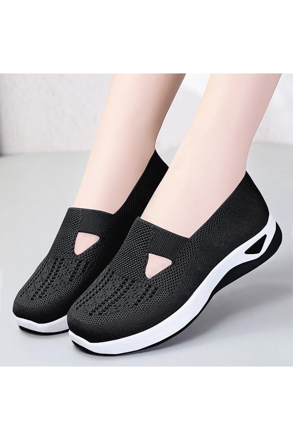 Women’s Slip On Walking Shoes – Breathable Knit Foam Mesh, Lightweight Anti-Slip Athletic Loafers for Daily Wear