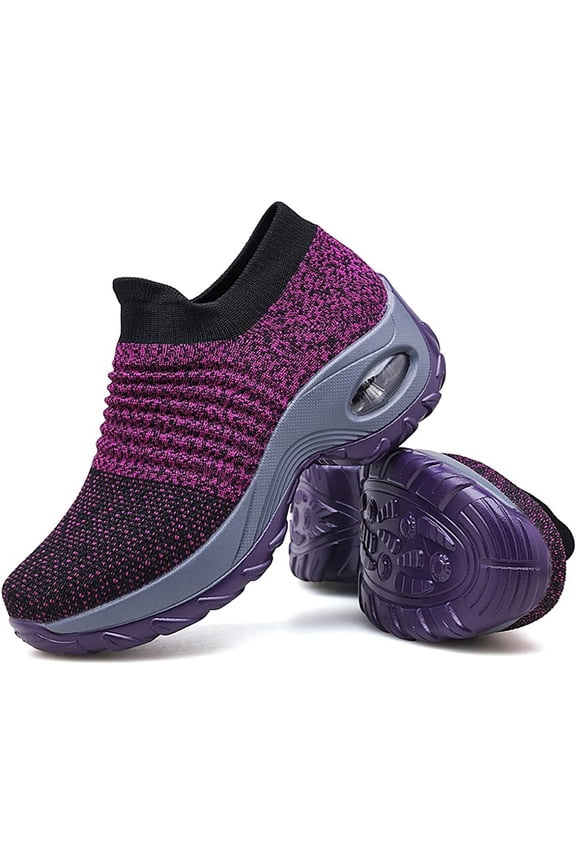 Women's Slip-On Walking Shoes - Breathable Mesh Sneakers with Comfort Cushion for All-Day Wear and Leisure