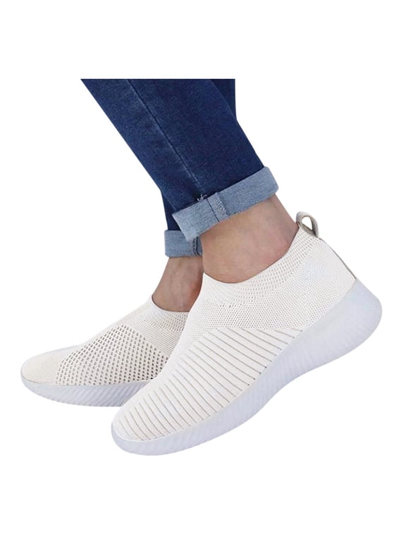 Women's Slip On Walking Shoes Lightweight Memory Foam Non-Slip Sneakers for Tennis Gym Running Workout