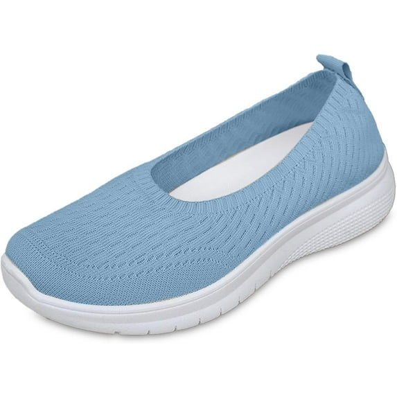Women's Slip-On Walking Sneakers - Breathable Mesh Flat Comfort Shoes for Travel & Daily Wear