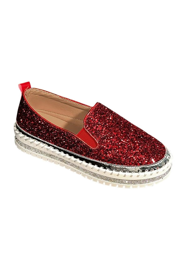 Women's Slip Ons Lightweight Flats Sneakers Walking Trendy Sequins Casual Loafers Travel Shoes