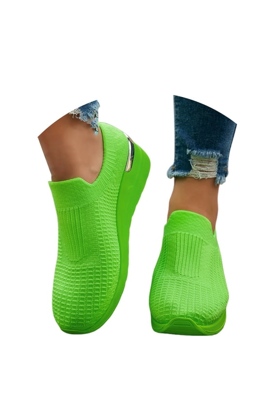 Women's On Sandals Comfortable Strappy Design for Summer Women's Casual Shoes Breathable Knit On Platform Wedge Sneakers For Walking Outdoor Travel Daily Wear Comfortable Non Sole