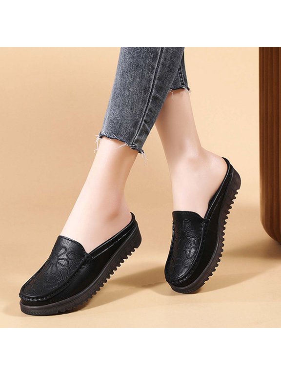Women's Slip on Shoes, Breathable Casual Flat Shoes with Soft Comfort Footbed, Lightweight Clog Slippers for Indoor Outdoor Walking, Easy Slide Sandals for Home Travel
