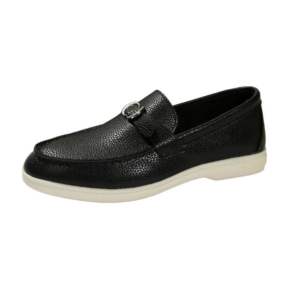 Women's On Shoes for Work Non Outsole Safety Loafers Summer Leather Soft Sole Flat Lightweight Comfortable Casual Fashion Walking Breathable Rubber