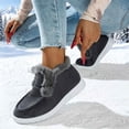 thumbnail image 1 of Women's Slip On Short Boots Full Fleece Lined Suede Fluffy Fur Trim Round Toe Anti-Slip Flat Sole for Snowy Outdoor Cold Weather Walks, Snow Boots for Women Gray 8.5, 1 of 5