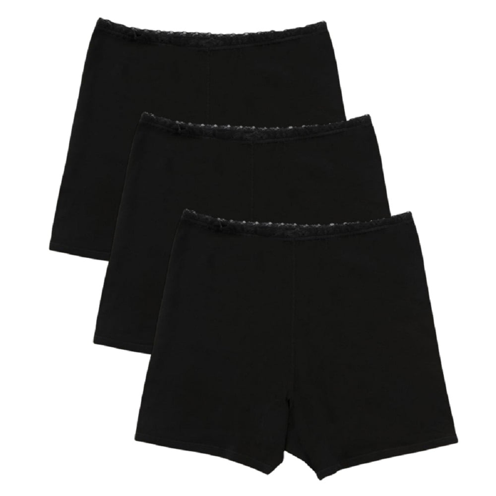 Black Tight Shorts for Women, 3-Pack, Slip Shorts
