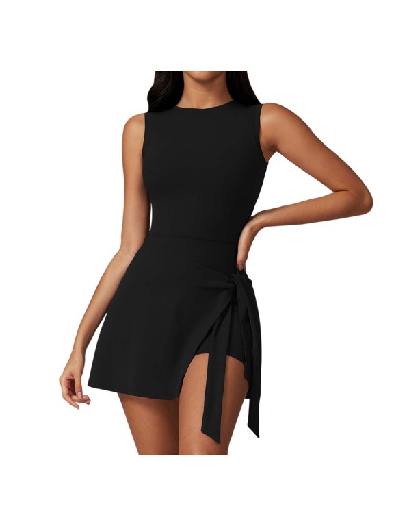Women's Sports Dress - Strap Casual Fitness Yoga Tennis Dress with Back Design