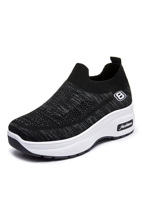 Women's Slip- Thick Platform Sneakers with Height - Soft Sole & Breathable Mesh Low-Top Shoes Suitable for, Casual Attire, - - Cushioned Insole, Round Toe, /Polyurethane, Women Shoes