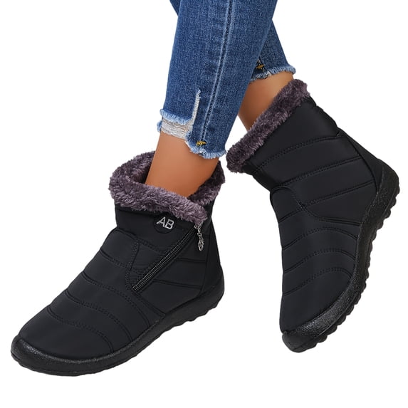 Women's Slip on Ankle Boots, Warm Fleece Lined High Top Snow Boots with Thick Non Slip Sole, Cozy Winter Footwear for Cold Weather Outdoor Daily Wear