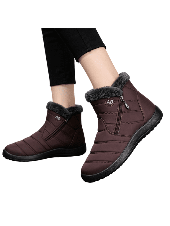 Women's Slip on Ankle Boots, Warm Fleece Lined High Top Snow Boots with Thick Non Slip Sole, Cozy Winter Footwear for Cold Weather Outdoor Daily Wear