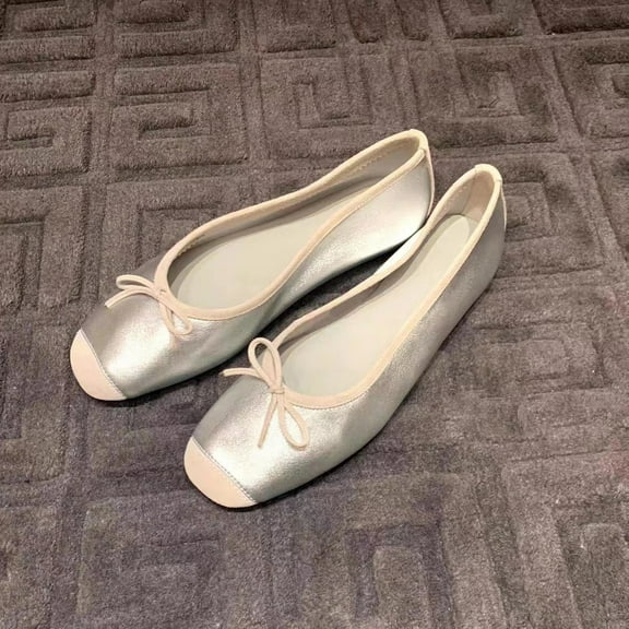 Women's Slip-on Ballet Flats, Bow Accent, Comfortable Casual Shoes