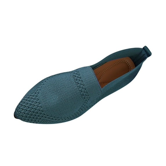 Women's Slip-on Comfort Flat Woven Pointy Fashion Cutouts Breathable Knit Flat Shoes