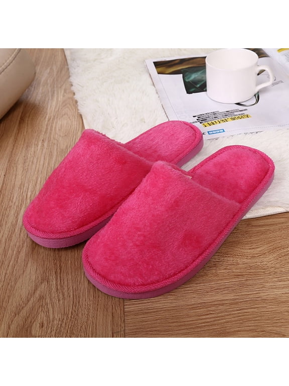 Women's Slip on Fuzzy House Slippers Memory Foam Slippers Scuff Outdoor Indoor Warm Plush Bedroom Shoes with Faux Fleece Lined