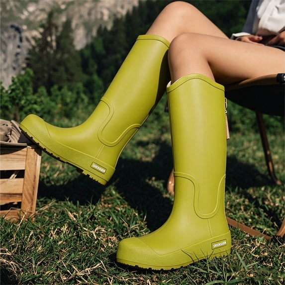 Women's Slip on Knee High Boots, Waterproof Warm Fleece Lined Outdoor Korean Design with Cushion Sole, Cozy Boots for Cold Weather Gift