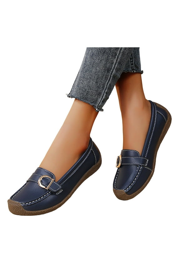 Women's Slip on Penny Loafers Boat Walking Driving Shoes for Ladies Beach Travel Casual Leather Dress Flats
