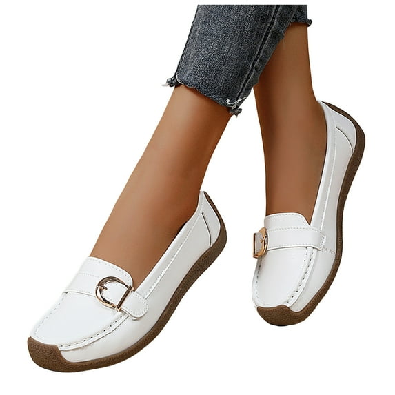 Women's Slip on Penny Loafers Boat Walking Driving Shoes for Ladies Beach Travel Casual Leather Dress Flats
