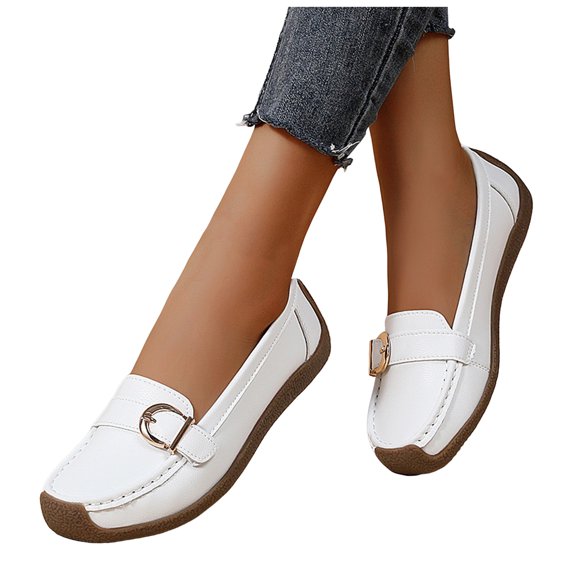 Women's Slip on Penny Loafers Boat Walking Driving Shoes for Ladies Beach Travel Casual Leather Dress Flats