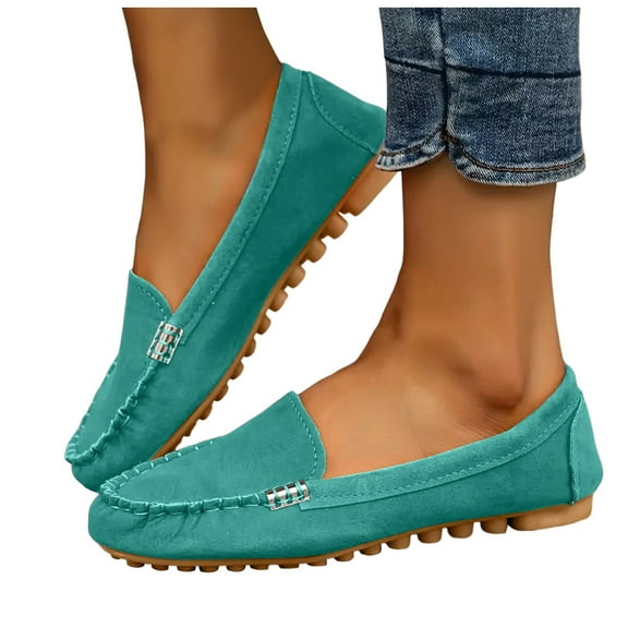 Women's Slip on Penny Loafers Soft Suede Non Slip Casual Walking Work Boat Shoes Comfortable Driving Flats