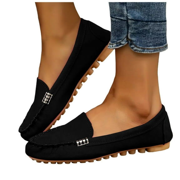 Women's Slip on Penny Loafers Soft Suede Non Slip Casual Walking Work Boat Shoes Comfortable Driving Flats