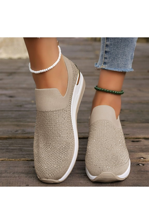 Women's Slip on Shoes Solid Color Casual Mesh Shoes with Round Toe Thick Sole Head Half Drag Out Sneakers Breathable Soft Memory Foam Walking Shoes