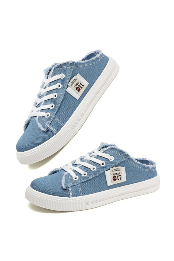 Women's Slip on Sneakers Canvas Slip ons Shoes Fashion Comfortable Mules Womens Non Slip Loafers Casual Backless Shoes White