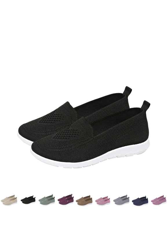 Women's Slip on Walking Knit Loafer Flat Sneaker for Women Lightweight Breathable Walking Shoes Women's Spring Summer Casual Knit Flat