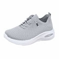 thumbnail image 1 of Women's Slip on Walking Shoes Comfortable Non Slip Mesh Casual Running Sneakers Lace Up Platform Footwear with Arch Support Gray Size 6.5, 1 of 5