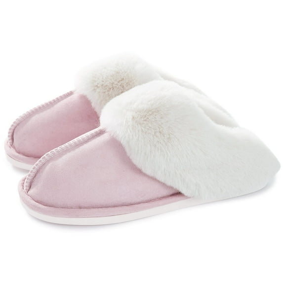 Women's Slipper Memory Foam Fluffy Soft Warm Slip On House Slippers,Anti-Skid Cozy Plush for Indoor Outdoor