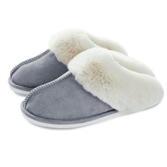 Women's Slipper Memory Foam Fluffy Soft Warm Slip On House Slippers,Anti-Skid Cozy Plush for Indoor Outdoor