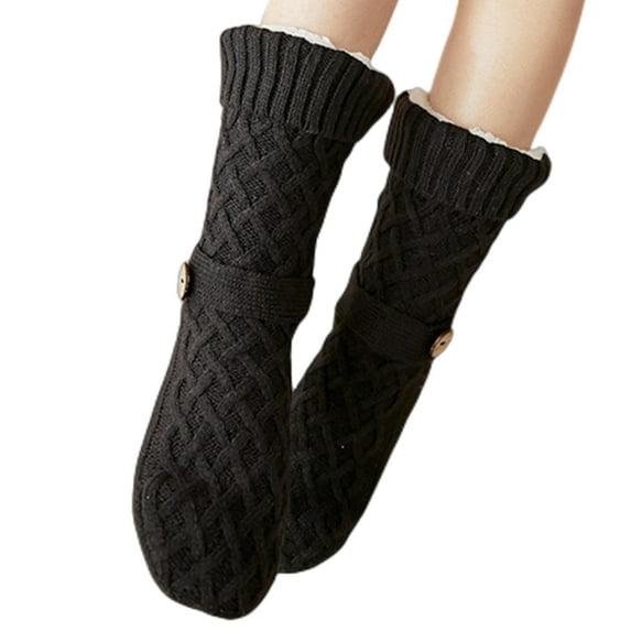 Women's Slipper Socks with Grips Non Slip Soft Cozy Fuzzy Fleece Lined Cable Knit Socks for Cold Winter