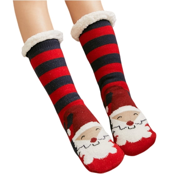 Women's Slipper Socks with Grips Non Slip Soft Cozy Fuzzy Fleece Lined Christmas Socks for Cold Winter Cute Holiday Warm Socks