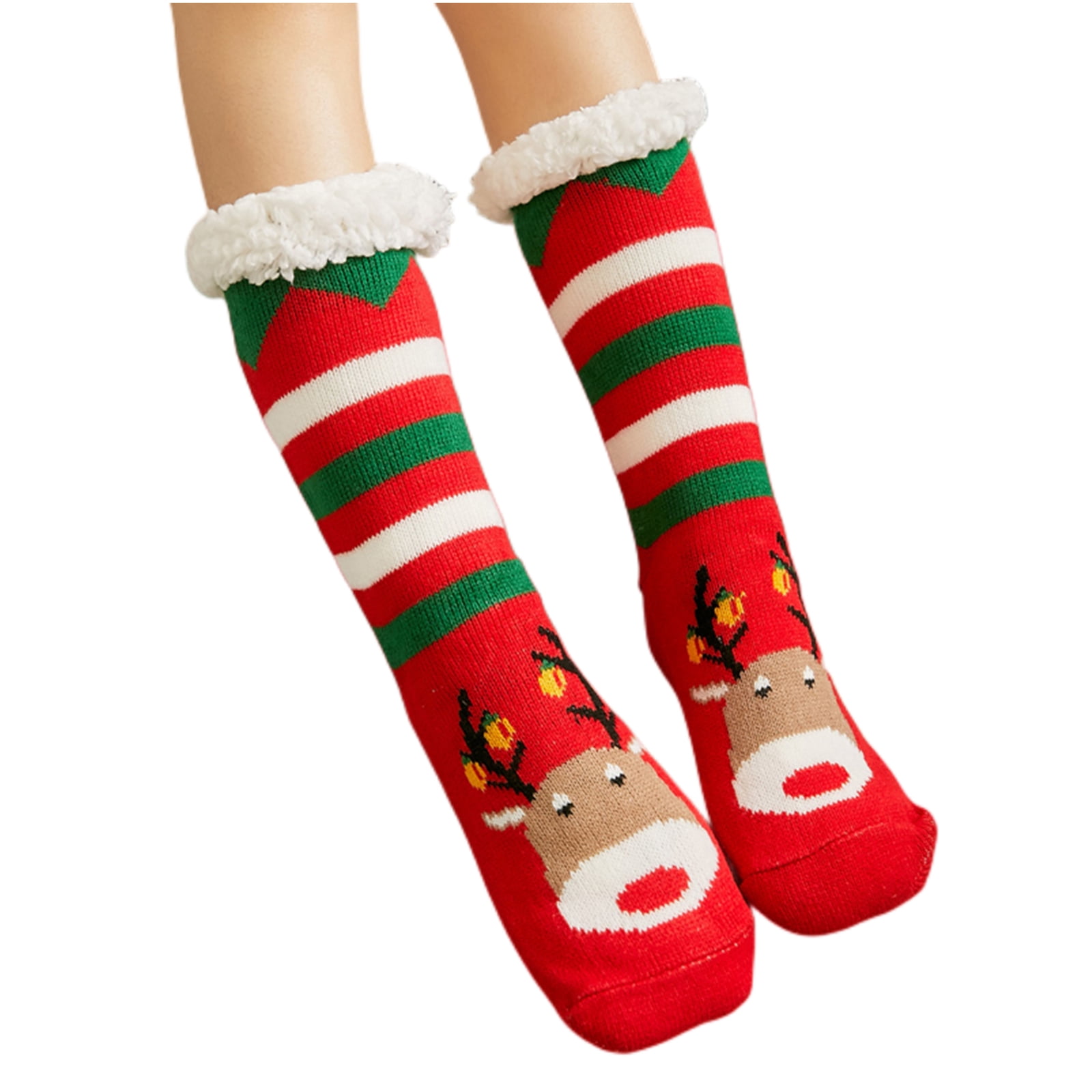 5 Pairs Women Winter Solid Cotton Fleece-lined Socks