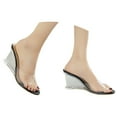 thumbnail image 1 of Women's Slipper Transparent T Strap High Heel Slide Sandals Open Toe Flip Flops for Outdoor Casual Summer Beach Wear, 1 of 9