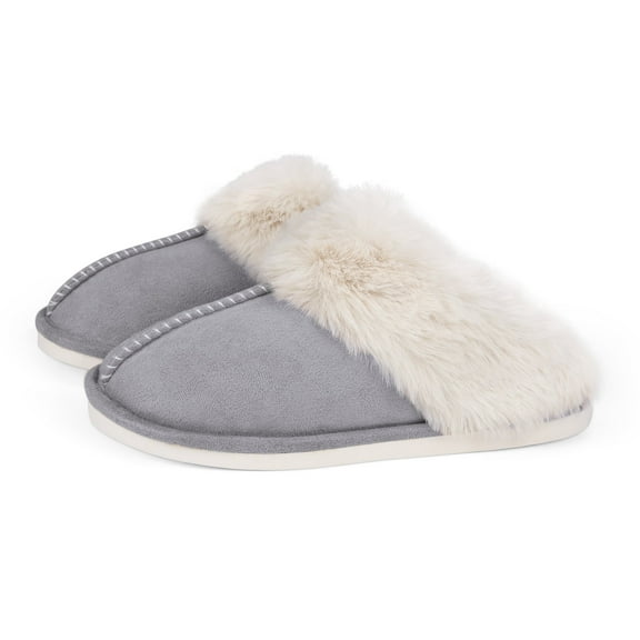 RAINSMORE Slippers for Women Memory Foam Fluffy Soft Warm Slip On House Slippers Anti-Skid Cozy Plush Slippers for Indoor Outdoor