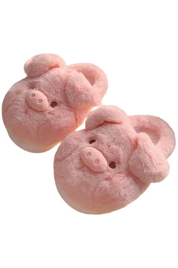 Women's Slippers Cute Pig Slippers Cartoon Slippers Animal Slippers Warm Slippers Winter Slippers Home Slippers Furry Slippers 38-39