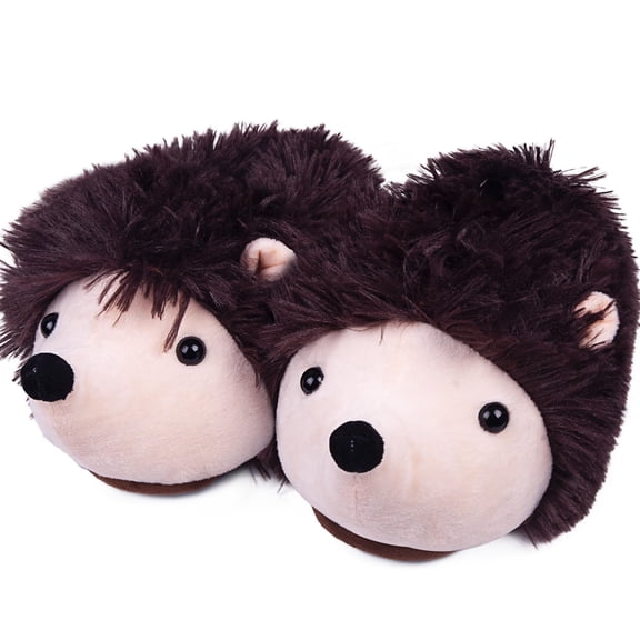 Women's Slippers Cute Wild Animal Fuzzy Plush Funny Slippers Novelty Hedgehog Cozy Soft Winter Warm House Shoes for Indoor/Outdoor