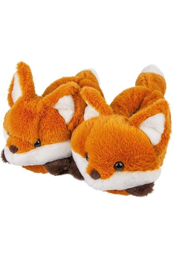 Women's Slippers Cute Wild Animal Slippers Funny Slippers Novelty Fox Cozy Slippers Fuzzy Soft Winter Warm House Shoes
