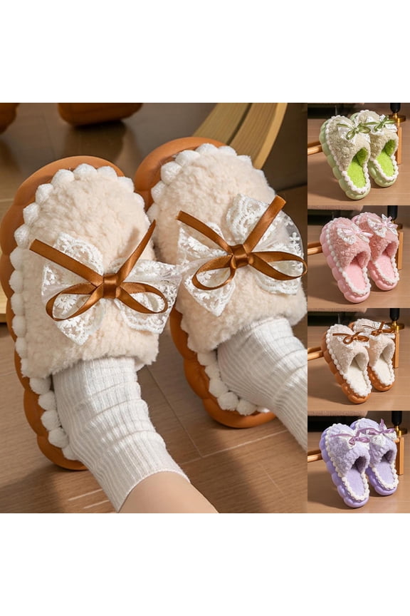 Women's Slippers Flat Heel Closed Toe Slip-on House Slides Slippers Casual Indoor Outdoor Checkered Thick Warm Slippers Shoes for Women Purple 7