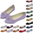 thumbnail image 1 of Women's Slippers Flat Heel Closed Toe Slip-on Loafer Slippers Winter Casual Vintage Indoor Outdoor Flat Bowknot Shoes for Women, 1 of 7