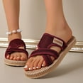thumbnail image 1 of Women's Slippers Flat Open Toe Slip-On Slides Slippers Women's Fashionable Casual Daily Outdoor Beach Shoes Footwear Wine 39, 1 of 6