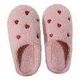 thumbnail image 1 of Women's Slippers House Shoes Memory Foam Slip On Soft Shoes Heart Print Fuzzy Indoor And Outdoor Winter Slippers, 1 of 9