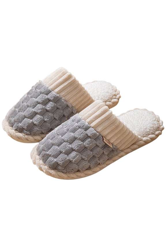 Women's Slippers House Shoes Solid Color Memory Foam Shoes Fuzzy Indoor And Outdoor Slip On Flat Bottom Womens Slippers