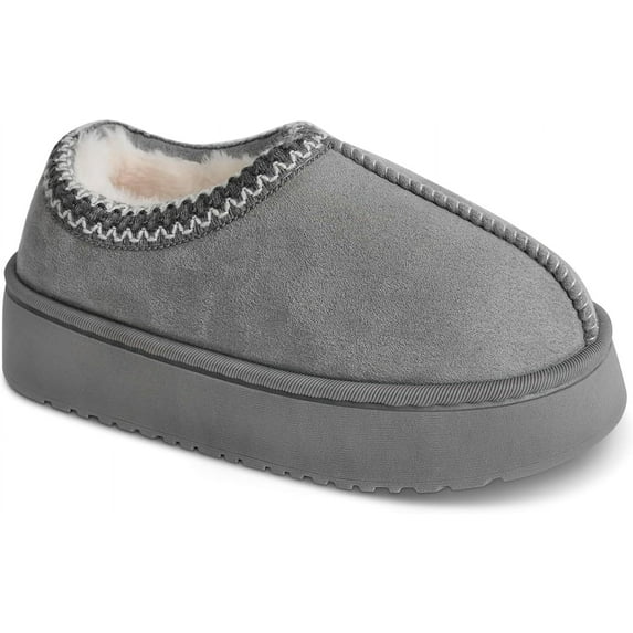 Women's Slippers Platform Mini Fuzzy Boots, Super Light EVA 4cm Thick Sole, Fur Fleece Lined, Cozy and Stylish Slipper for Outdoor Indoor