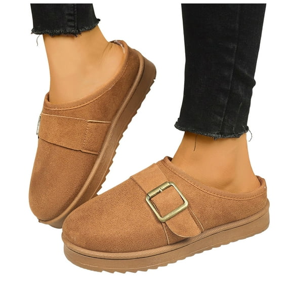 Women's Slippers Platform Mule Short Ankle Anti-Slip Boot Fleece Lined Sneakers House Slippers Boot